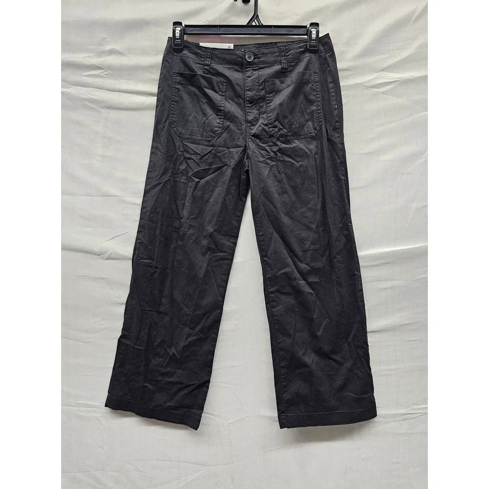 Social Standard Womens Crop Pants Black Cotton Blend Casual Size 6